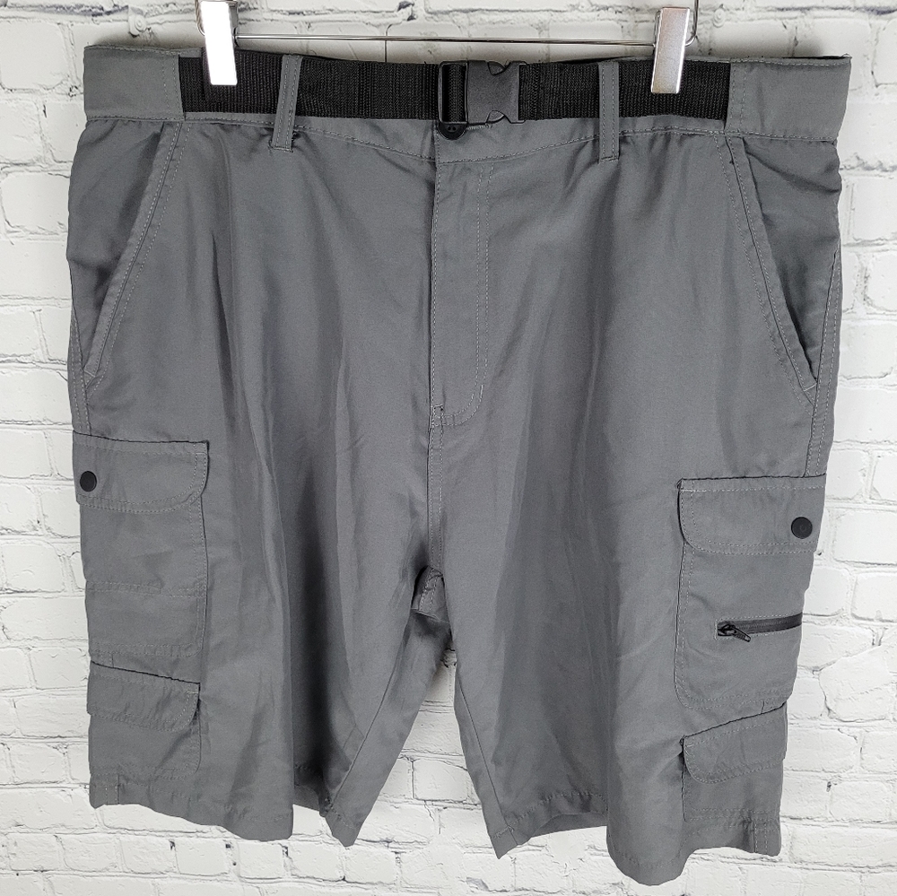 DENALI | belted flat front cargo pocket shorts